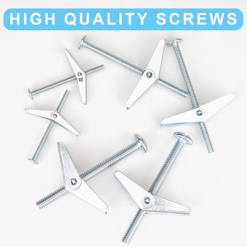 Vmuter 24Pcs Hollow Wall Anchors 3/16” Heavy Duty Butterfly Anchors for Drywall, Toggle Bolts and Wing Nut Kit, Metal Drywall Anchors and Screws Assortment Set - Image 5